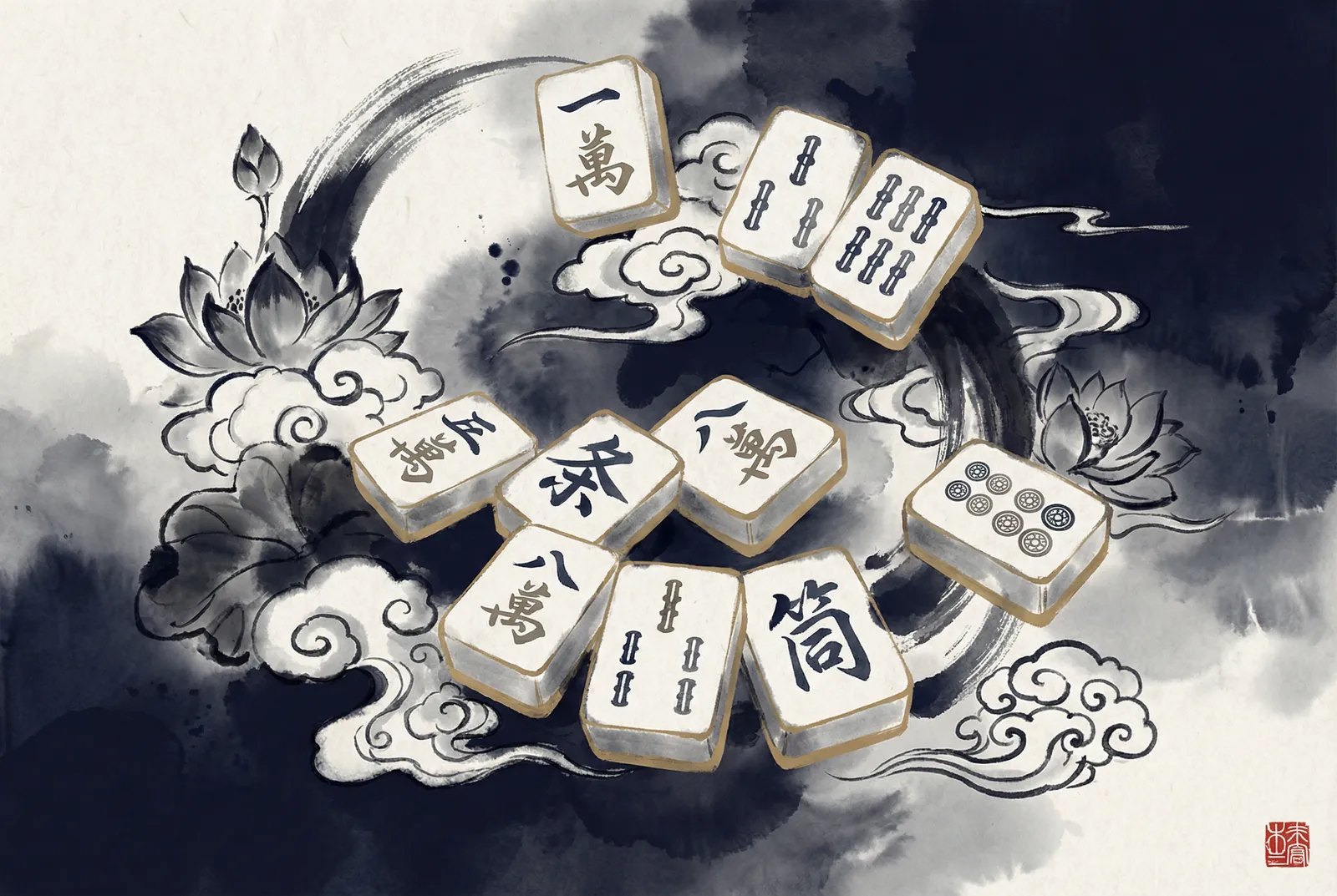 麻将胡了水墨风格游戏画面